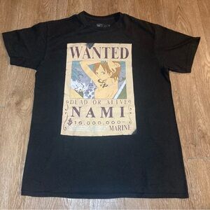 Vintage Style One Piece Anime Nami Wanted Poster Shirt Size Medium